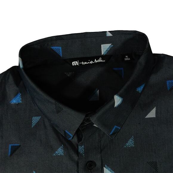 Travis Mathew Geometric Button Up Short Sleeve Cotton Shirt XL - Picture 2 of 7